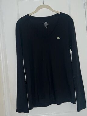Black Lacoste v neck shirt